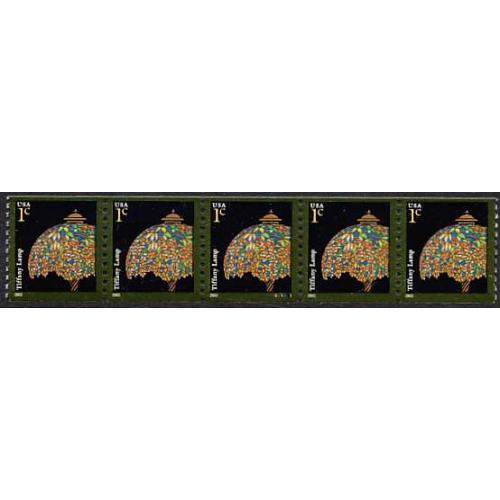 #3758 Tiffany Lamp, Coil "2003", PNC Strip of 5, #S11111