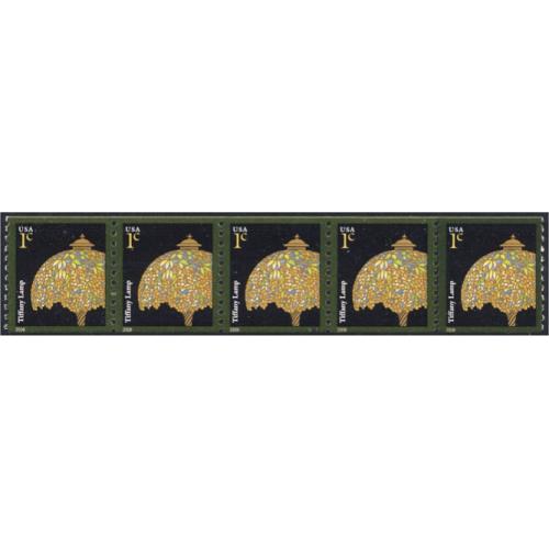 #3758Av Tiffany Lamp, 2008 Year Date, PNC Plate Number Strip of 5