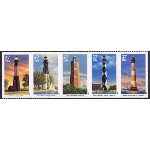 #3787-91 Southeastern Lighthouses, Five Singles