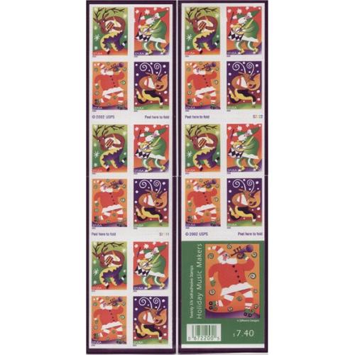 #3824b Christmas - Holiday Music Makers, Pane of 20