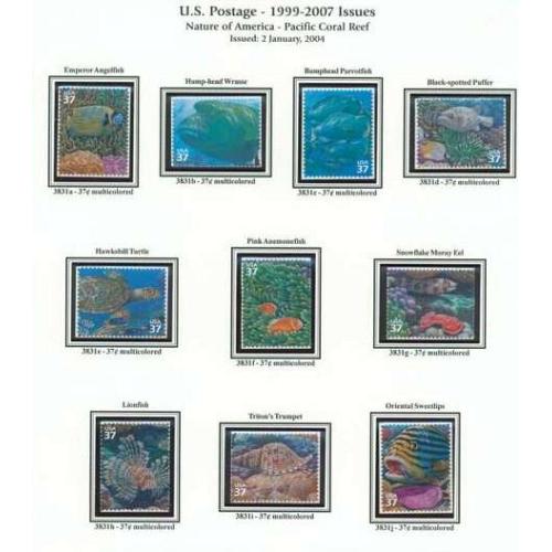 #3831a-j Pacific Coral Reef, Nature of America Set of Ten Single