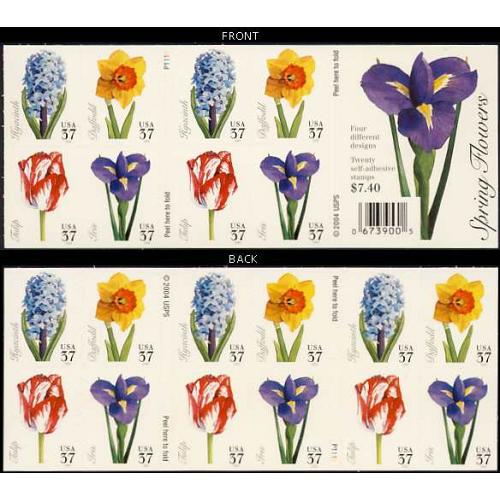 #3903b Spring Flowers, Double-sided Booklet of 20