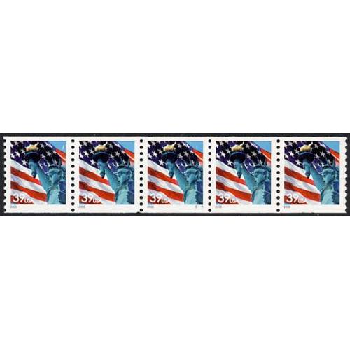 #3979 39¢ Flag & Lady Liberty, Water-Activated PNC 5, #S1111