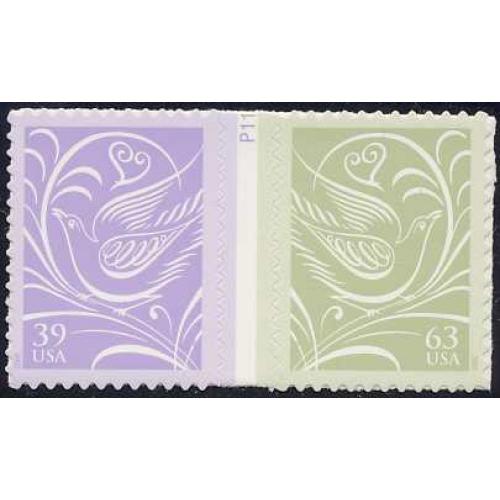 #3999b Our Wedding Stamps, Horizontal Pair with Vertical Gutter