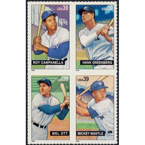 #4083a Baseball Sluggers, Block of Four