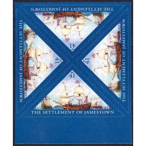 #4136 Jamestown 400th Anniversary, Block of Four
