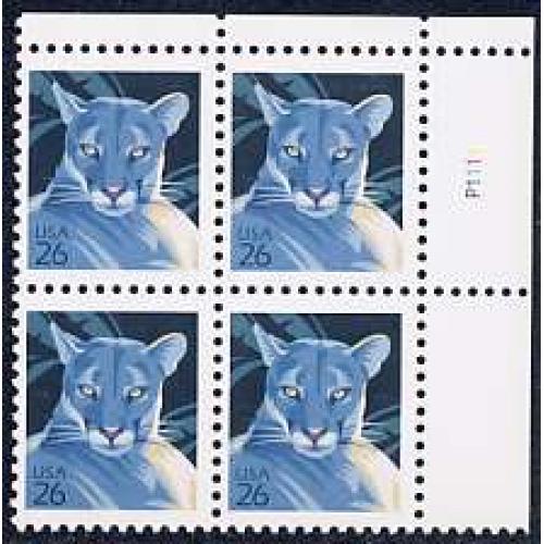 #4137 Florida Panther, Water-activated Plate Block