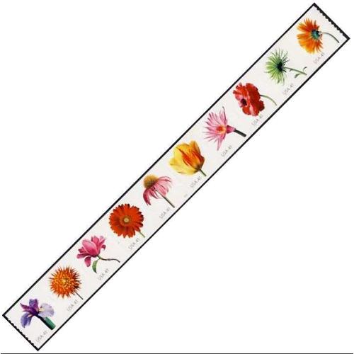 #4175a Beautiful Blooms, Coil Strip of Ten Stamps