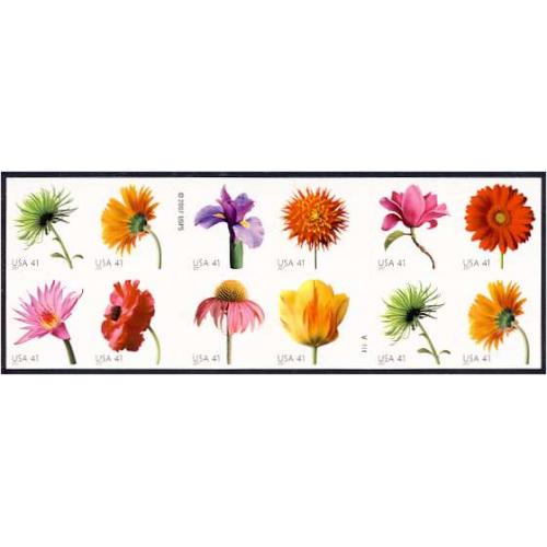 #4185b Beautiful Blooms, Block of 12 from Convertible Book