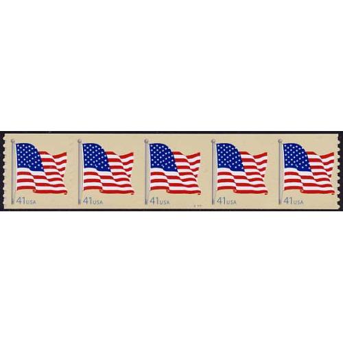 #4188 Flag, PNC Plate Number Coil Strip of 5, #V11111