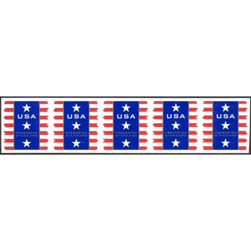 #4157 Patriotic Banner, PNC Plate Number Coil Strip of 5, #V111 