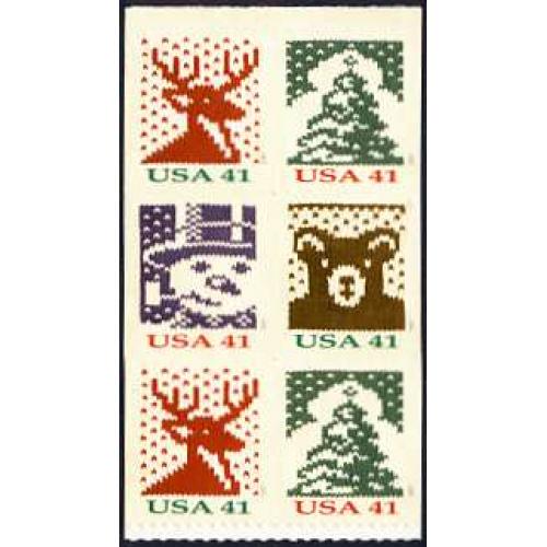 #4214c Christmas Knits, Pane of Six from Vending Book