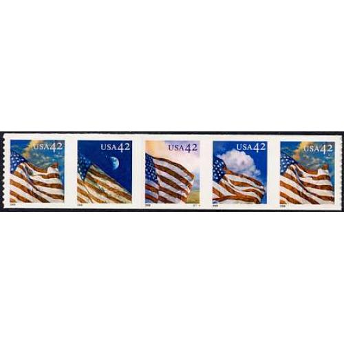 #4236-39 Flags 24/7, S-A Die-cut 11, PNC Strip of 5, #S1111
