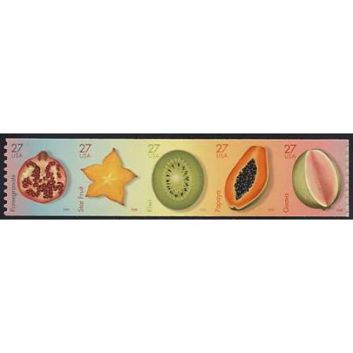 #4262a Tropical Fruit, Coil Strip of Five in Lighthouse Album Format
