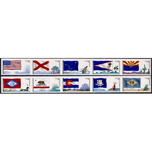 #4277a & 4282a Flags of our Nation, Two Strips of Five (1st of 6