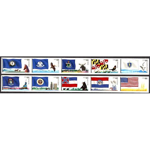 #4302c Flags of our Nation 2009, PNC Strip of 11