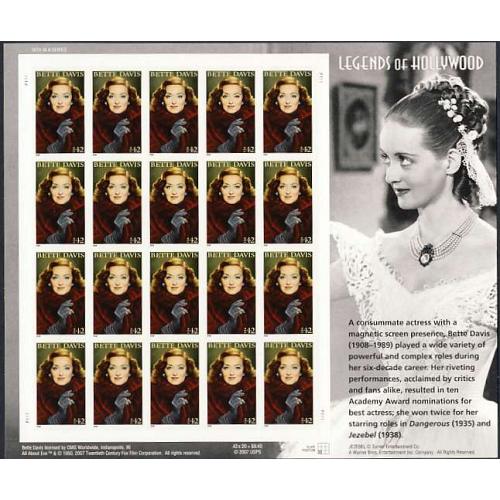#4350 Bette Davis Legends of Hollywood, Souvenir Sheet