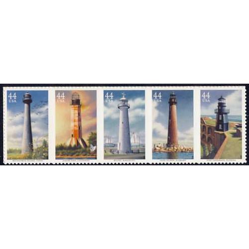 #4409-13 Gulf Coast Lighthouses, Set of Five Singles