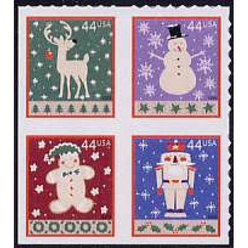 #4432a Winter Holidays, Block of Four from ATM Booklet