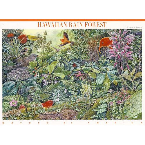 #4474a-j Hawaiian Rain Forest, Nature of America Souvenir Set of Ten