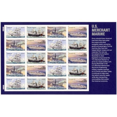 #4548-51 U.S. Merchant Marine, Souvenir Sheet of 20 Stamps