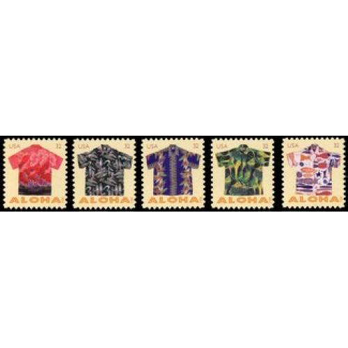 #4592-96 Aloha Shirts, Set of Five Single Sheet Stamps