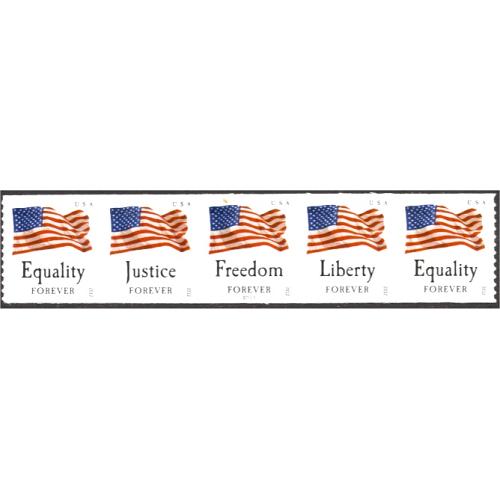 #4637-40 Four Flags, PNC Plate Number Coil Strip of Five #S11111