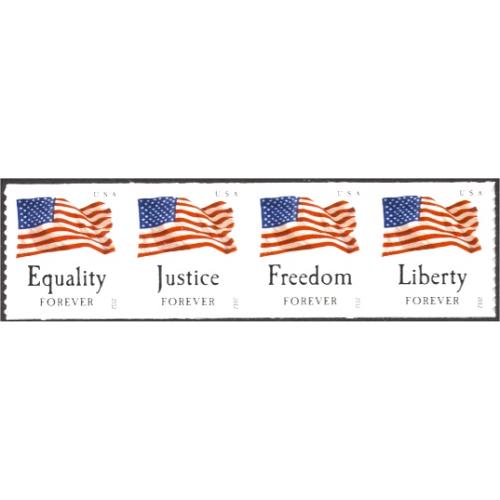 #4640a Four Flags, Coils Strip of Four, Sennett Die cut 11
