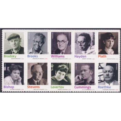 #4663a Twentieth Century Poets, Block of Ten