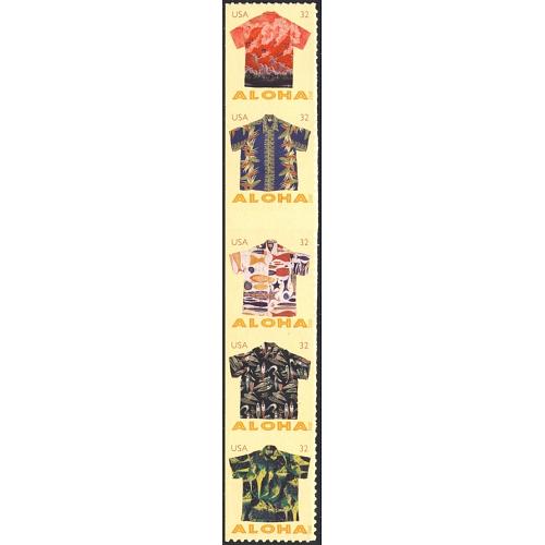 #4686a Aloha Shirts, Strip of Five Attached, From Convertible Book of Ten