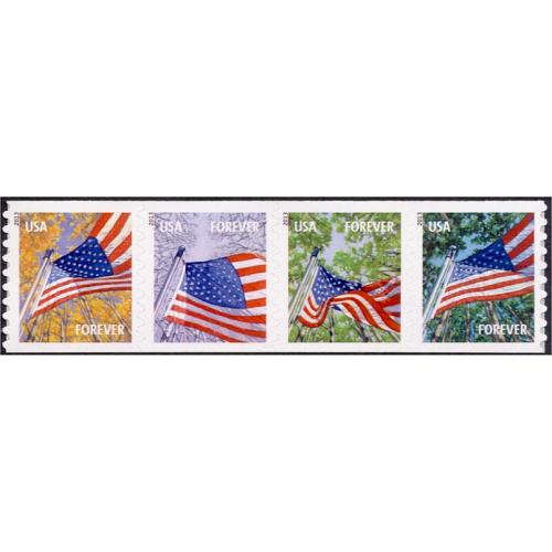 SOLD OUT #4773a Flag for All Seasons, Coil Strip of Four, (Potter, die cut 9.5) (BUYING)