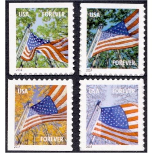 #4782b-85b Flag for All Seasons, Set of 4 Singles from Booklet of 20, 2014