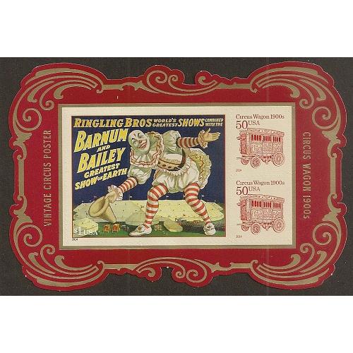 #4905c Circus Poster Souvenir Sheet, No Die Cuts - Imperforate