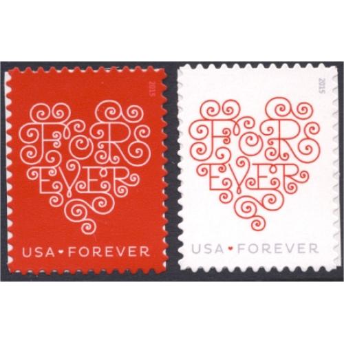 #4955-56 Forever Hearts, Love Series, Two Single Stamps