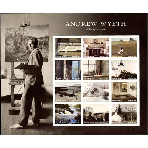 #5212 Andrew Wyeth, Artist, Souvenir Sheet of 12