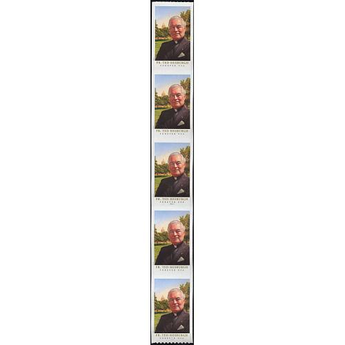 #5242 Father Theodore Hesburgh, Notre Dame President, PNC Strip of 5