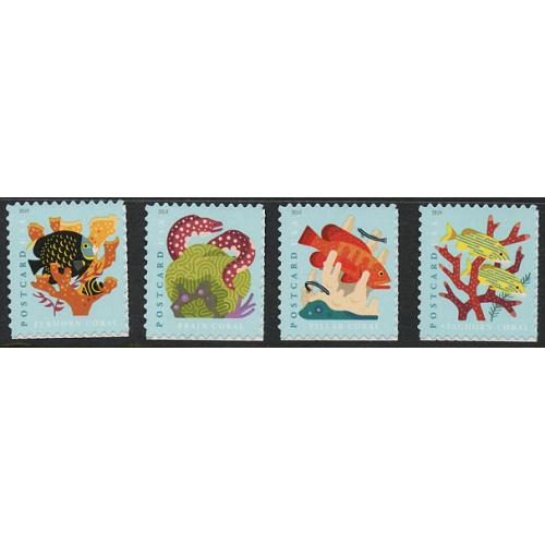 #5363-66 Coral Reefs, Four Singles, Sheet Stamps