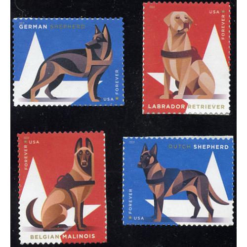 #5405-08 Military Working Dogs, Booklet Set of Four Singles