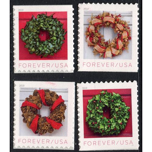 #5424-27 Christmas Wreaths, Set of Four Singles