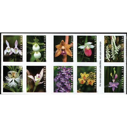 #5454a Wild Orchids, Booklet Block of Ten