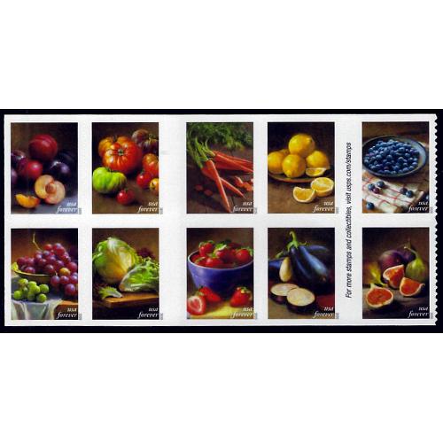 #5493a Fruits & Vegetables, Booklet Block of Ten