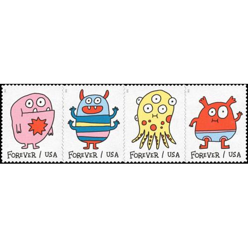 #5639ah Message Monsters, Horizontal Strip of Four