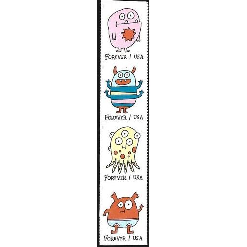 #5639av Message Monsters, Vertical Strip of Four
