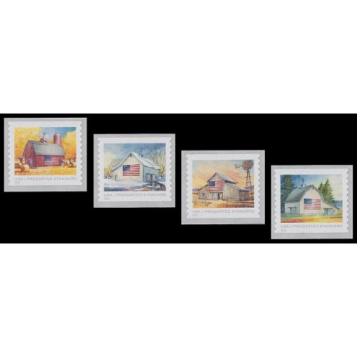 #5684-87 US Flags on Barns, Set of Four Singles (Presorted Standard) (2022)