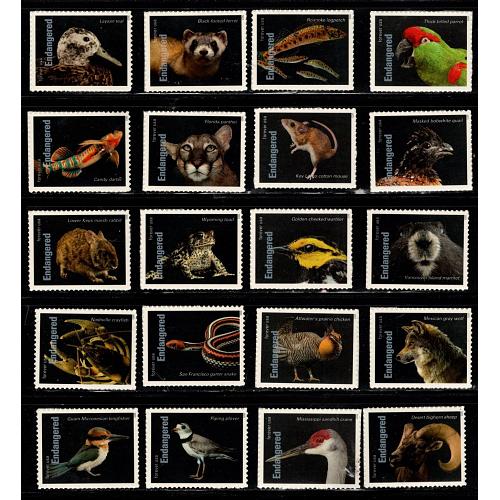 #5799a-5799t Endangered Species, Set of 20 Single Stamps