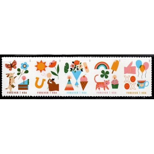 #5807b Thinking of You, Horizontal Strip of Five