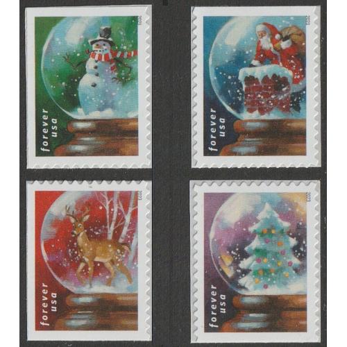 #5816-19 Christmas Snow Globes, Set of Four Singles