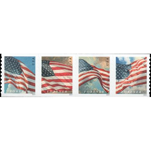 #5874a Four Flags (Time of Day) Coil Strip of Four (APU)