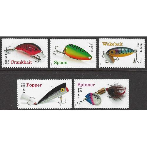 #5961-65 Lures, Set of 5 Single Stamps