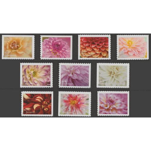 #5042-5051 Dahlias, Set of Ten Booklet Singles